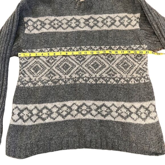 Hand Knit Northern Apparel 100% Shetland Wool Argyle Sweater Large Gray - Picture 4 of 8